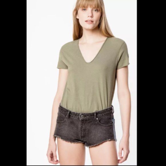 Zadig & Voltaire Story Fishnet T-Shirt Top Mesh Embroidered Green - Picture 1 of 7